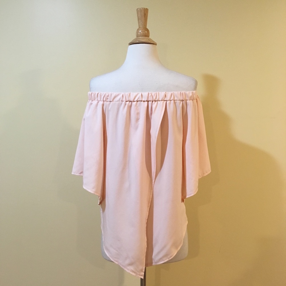 Blush Split Back High Low Off Shoulder Blouse - Picture 7 of 7